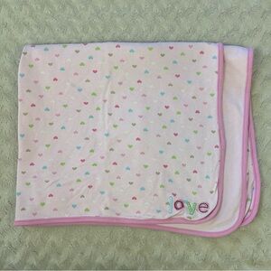 Child of Mine by Carter's Love Baby Blanket Pink Hearts Blue Green Tan White